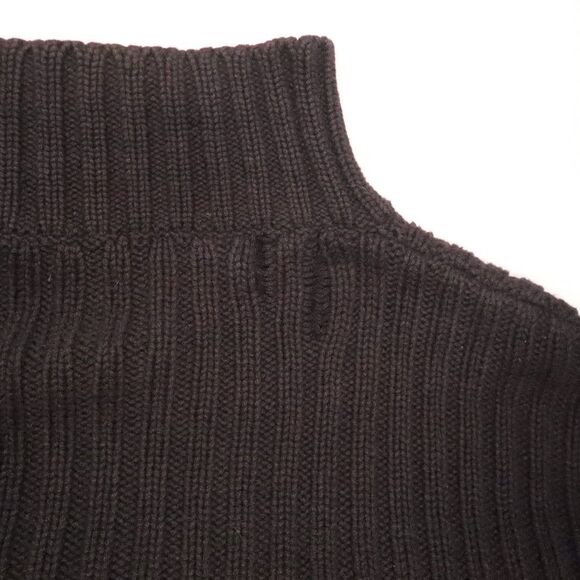 Black Turtle Neck Sweater Heavy Warm Cotton Gap Size Large Cable Knit Design - Picture 5 of 11